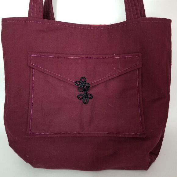 Patchwork Fabric Reversible Handbag Cloth Solid & Patchwork Options Tote - Picture 6 of 7